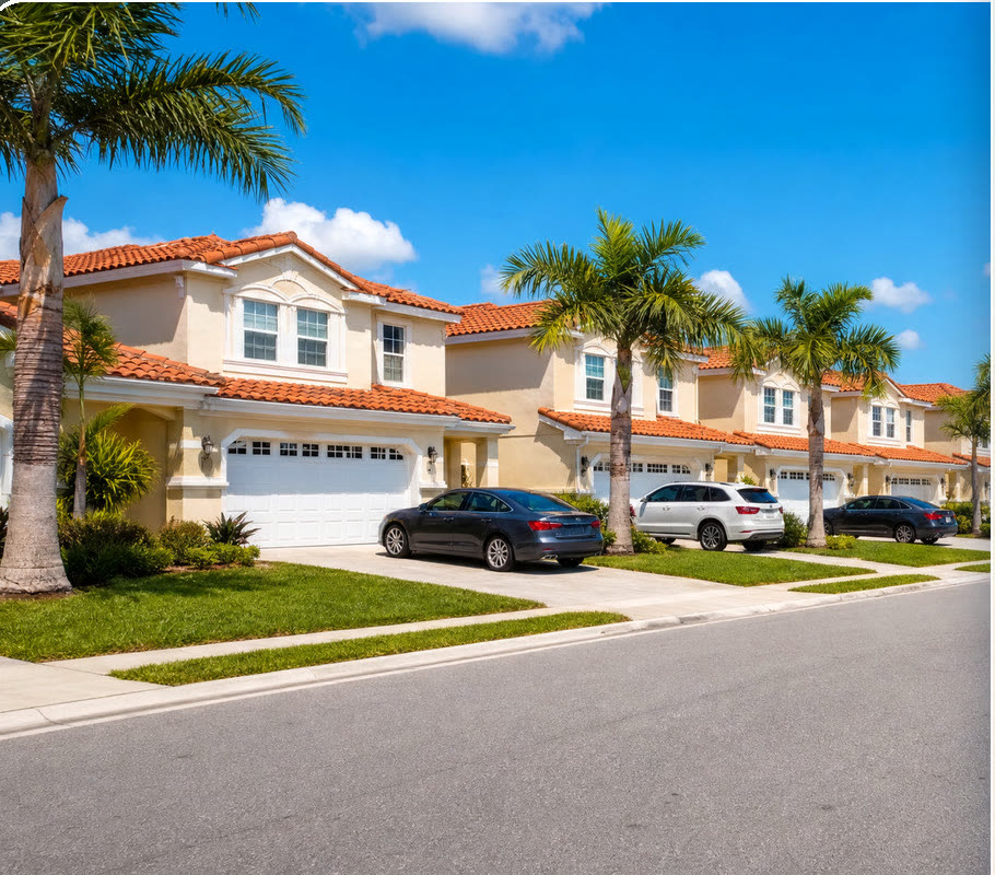 Rua de condomínio de casas de férias em Orlando
