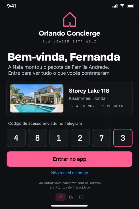 Tela do app: Boas-vindas