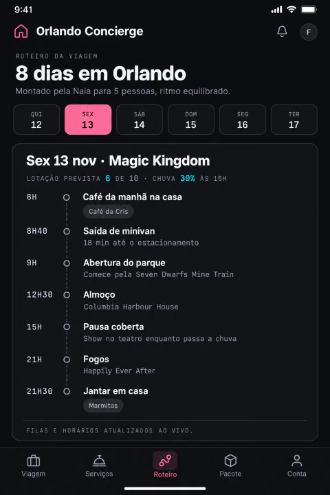 Tela do app: Roteiro