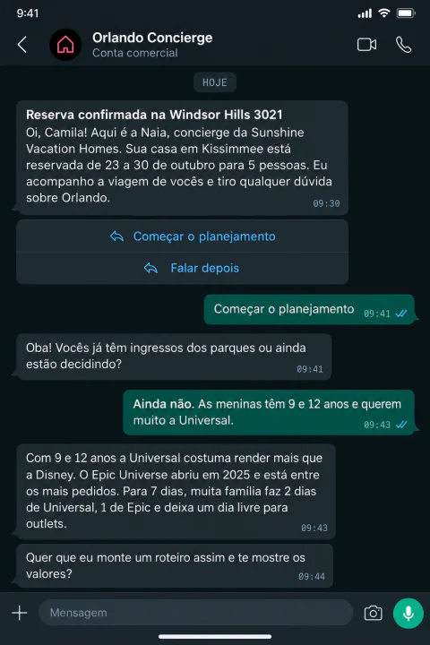 Tela do app: WhatsApp · Onboard